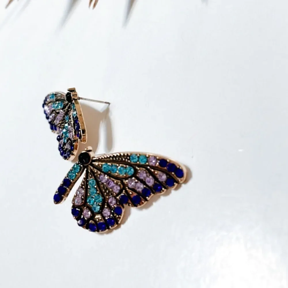 Diamond butterfly earrings N390 - Picture 2 of 3